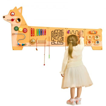 Puppy Activity Wall Busy Board Panels, 12 Activities, Montessori Sensory Wall Toy for Kids 3-12 Years, Montessori Learning Activity Center, Ideal for Toddler Playroom Nursery Classroom
