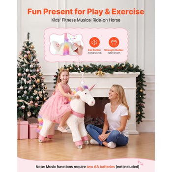 Ride On Horse, Riding Unicorn Toys for Kids, No Battery Required, Smooth Wheels with Anti-Roll Stop Ring, Upgraded Raised Seat, Handles, Sturdy Pedals, 176 lbs Max Load Capacity for Ages 6+