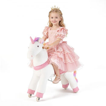 Ride On Horse, Riding Unicorn Toys for Kids, No Battery Required, Smooth Wheels with Anti-Roll Stop Ring, Upgraded Raised Seat, Handles, Sturdy Pedals, 176 lbs Max Load Capacity for Ages 6+