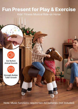 Ride On Horse, Riding Pony Toys for Kids, No Battery Required, Smooth Wheels with Anti-Roll Stop Ring, Upgraded Raised Seat, Handles, Sturdy Pedals, 176 lbs Max Load Capacity for Ages 6+