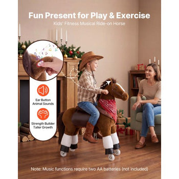 Ride On Horse, Riding Pony Toys for Kids, No Battery Required, Smooth Wheels with Anti-Roll Stop Ring, Upgraded Raised Seat, Handles, Sturdy Pedals, 176 lbs Max Load Capacity for Ages 6+