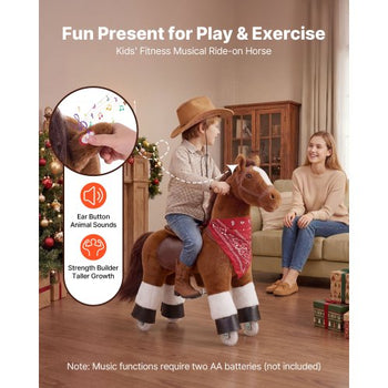 Ride On Horse, Riding Pony Toys for Kids, No Battery Required, Smooth Wheels with Anti-Roll Stop Ring, Upgraded Raised Seat, Handles, Pedals, 110 lbs Max Load Capacity for Ages 3-8