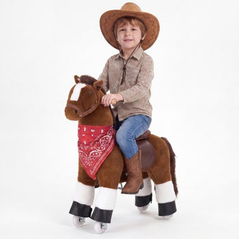 Ride On Horse, Riding Pony Toys for Kids, No Battery Required, Smooth Wheels with Anti-Roll Stop Ring, Upgraded Raised Seat, Handles, Pedals, 110 lbs Max Load Capacity for Ages 3-8