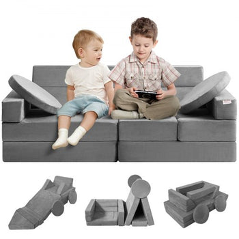 Play Couch, Modular Kids Couch 15pcs, Toddler Foam Sofa Couch with High-density 25D Sponge for Playing, Creating, Sleeping, Imaginative Kids Furniture for Bedroom and Playroom