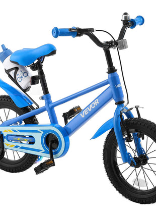 Kids Bike, 14 Inch Children Bicycle, Training Wheels BMX Style Blue, for Boys Girls Ages 3-5, Adjustable Seat & Handlebar, Front Brake & Rear Coaster Brake, Cup Holder, High-Carbon Steel Frame