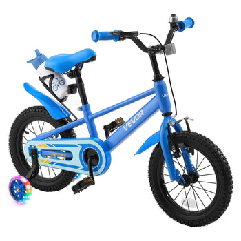 Kids Bike, 14 Inch Children Bicycle, Training Wheels BMX Style Blue, for Boys Girls Ages 3-5, Adjustable Seat & Handlebar, Front Brake & Rear Coaster Brake, Cup Holder, High-Carbon Steel Frame