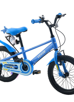 Kids Bike, 16 Inch Children Bicycle, Training Wheels BMX Style Blue, for Boys Girls Ages 4-7, Adjustable Seat & Handlebar, Front Brake and Rear Drum Brake, Cup Holder, High-Carbon Steel Frame