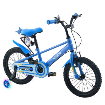 Kids Bike, 16 Inch Children Bicycle, Training Wheels BMX Style Blue, for Boys Girls Ages 4-7, Adjustable Seat & Handlebar, Front Brake and Rear Drum Brake, Cup Holder, High-Carbon Steel Frame