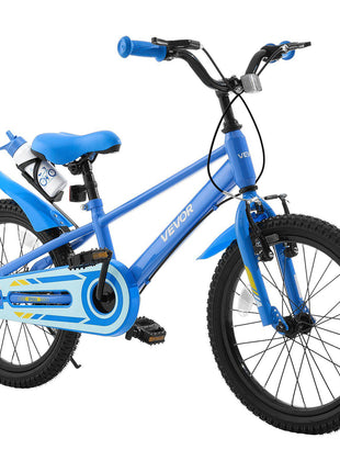 Kids Bike, 18 in Children Bicycle, with Kickstand BMX Style Blue, for Boys Girls Ages 5-8, Adjustable Seat & Handlebar, Front Brake and Rear Drum Brake, Cup Holder, High-Carbon Steel Frame