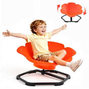 Spinning Chair for Autistic Kids Ages 3-12 Autism Sensory Toy 220 LBS, Sit and Spin Swivel Seat for Children ADHD, Secure Supportive Backrest, Training Body Coordination, 25.6" L x 25.6" W, Orange
