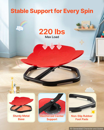 Spinning Chair for Autistic Kids Ages 3-12 Autism Sensory Toy 220 LBS, Sensory Swivel Seat Products for Children ADHD, Training Body Coordination Balance, 20.5" L x 19.7" W, Elephant Shape, Red