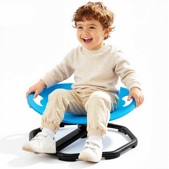 Spinning Chair for Autistic Kids Ages 2-6 Autism Sensory Toy 110 LBS, Sensory Swivel Seat Products for Children ADHD, Training Body Coordination Balance, 16.9" L x 14" W, Rounded Shape, Blue