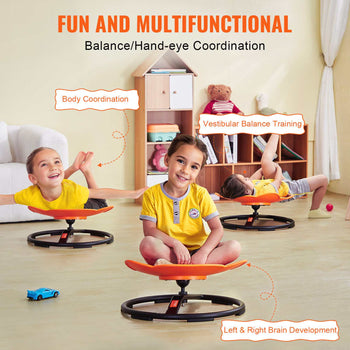 Elephant Kids Swivel Chair, 220 LBS Capacity, 360° Spinning Chair, Autistic Kids Sensory Toy Chair with Non-Slip Metal Base, Toddler Sit and Spin Chair for Coordination Balance Focus Orange