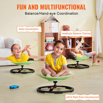 Kids Swivel Chair, 220 LBS Capacity, Sensory Spinning Chair, Autistic Kids Sensory Toy Chair with Non-Slip Metal Base, Toddler Sit and Spin Chair for Coordination Balance Focus Training Green