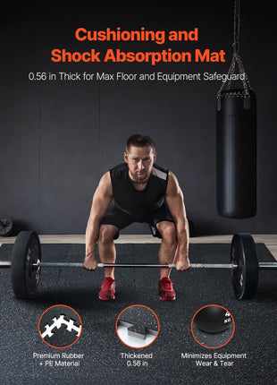 0.56 Inch Thick Gym Floor Mats, 25 Tiles Rubber Top with EVA Foam, 25" x 25" Gym Flooring Workout Mats with 100sq.ft Coverage, Interlocking Puzzle Gym Mats for Gym, Home, Garage, Black & White
