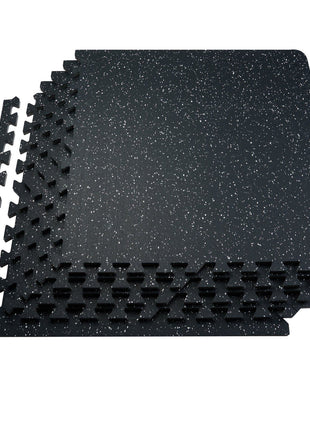 0.56 Inch Thick Gym Floor Mats, 25 Tiles Rubber Top with EVA Foam, 25" x 25" Gym Flooring Workout Mats with 100sq.ft Coverage, Interlocking Puzzle Gym Mats for Gym, Home, Garage, Black & White