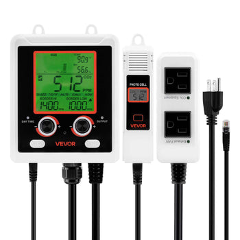 Carbon Dioxide Monitoring Controller, Dual Outlets Carbon Dioxide Controller, CO2 Meter Monitor Day and Night Detection Feature, NDIR CO2 Sensor for Green House, Laboratories, Classrooms, Home