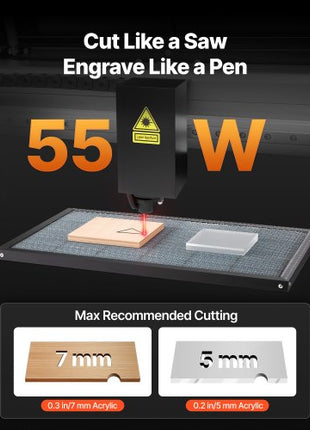 55W CO2 Laser Engraver, 20 x 12 in, Desktop CO2 Laser Engraver and Cutter Machine with 16MP Camera, Water Pump, Rotary Axis, Compatible with LightBurn CorelDRAW RDWorks, for Wood Acrylic Glass