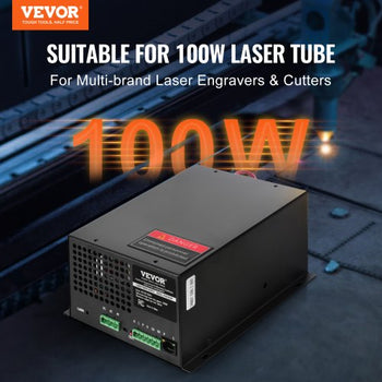 CO2 Laser Power Supply, 100W, Power Supply for 100W Laser Tube, Constant Current Protection, Open Circuit Protection, Fast Heat Dissipation, Compatible for Multi-brand Laser Engravers & Cutters