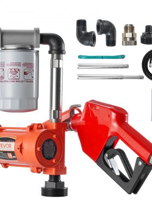 Fuel Transfer Pump, 12V DC 10 GPM, Portable Diesel Transfer Pump Kit, with Auto Shut-Off Nozzle, Discharge Hose, Overheat Protection, Power Cable, Explosion-Proof, for Gasoline Diesel Kerosene