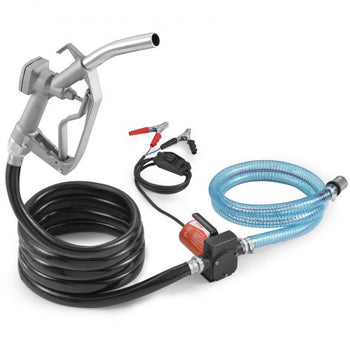 Fuel Transfer Pump, 12V DC 5.3 GPM 1/10 HP, Portable Electric Diesel Transfer Pump with Auto Shut-Off Fuel Nozzle, Long Inlet & Outlet Hose for Gasoline, Diesel, Kerosene, Methanol Blends