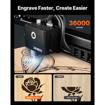 Laser Engraver, 20W, Laser Engraving and Cutting Machine with Enclosure Camera, Laser Cutter, 36000 mm/min, 19.7 x 12.6 in Working Area, for Wood, Leather, Glass, Paper, Certain Metal, Class 1