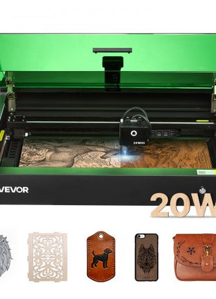 Laser Engraver, 20W, Laser Engraving and Cutting Machine with Enclosure Camera, Laser Cutter, 36000 mm/min, 19.7 x 12.6 in Working Area, for Wood, Leather, Glass, Paper, Certain Metal, Class 1