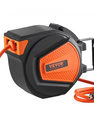 Retractable Air Hose Reel, 3/8 IN x 50 FT Hybrid Air Hose Max 300PSI, Air Compressor Hose Reel with 5 In Lead in, Ceiling / Wall Mount Enclosed Air Reel, 180° Swivel Mount