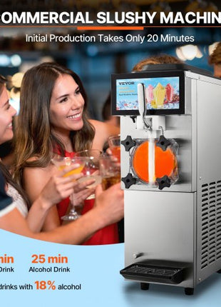 Commercial Slushy Machine, 12L / 3.17 Gal Single Tank, Cool and Freeze Modes, Stainless Steel Margarita Smoothie Frozen Drink Maker, Slushie Machine for Party Cafes Restaurants Bars Home