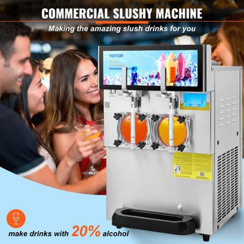 Commercial Slushy Machine, 8L / 2.1 Gal Double Bowl Margarita Machine, 1155W Stainless Steel Margarita Smoothie Frozen Drink Maker, Slushie Machine for Party Cafes Restaurants Bars Home