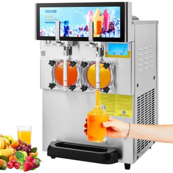Commercial Slushy Machine, 8L / 2.1 Gal Double Bowl Margarita Machine, 1155W Stainless Steel Margarita Smoothie Frozen Drink Maker, Slushie Machine for Party Cafes Restaurants Bars Home