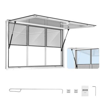 Concession Window 60x36 in Aluminum Alloy Service Window, for Food Truck, Up to 85 Degrees Stand Serving with 3 Fixed & 3 Sliding Windows, Awning Door and Drag Hook, Rainwater Resistant
