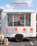 Concession Window 60x36 in Aluminum Alloy Frame Service Window, for Food Truck, Up to 85 Degrees Stand Serving with 4 Sliding Screen Windows, Awning Door and Drag Hook, Rainwater Resistant