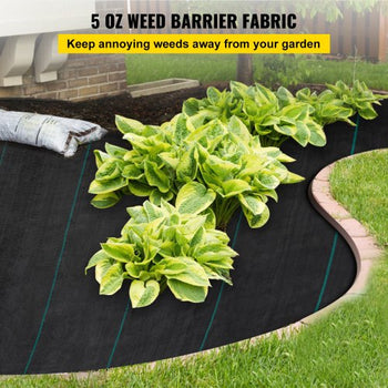 Weed Barrier Landscape Fabric, 5 x 250 ft, 5 Oz Premium Woven Ground Cover Heavy Duty PP Material & Easy Setup, Single-Layer for Outdoor Garden, Lawn, Driveway, Black