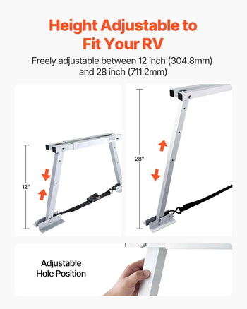 Universal RV Stabilizer, RV Bumper Stabilizer for Trailers, Campers, Fifth Wheel, Compact Foldable Design for Easy Storage, Adjustable Height from 12 inch to 28 inch, Reduces RV Wobble, 2PCS