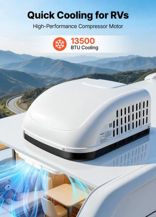 RV Air Conditioner, 13500 BTU RV AC Unit, 120V Ducted or Non-Ducted Rooftop Air Conditioner with High-Performance Compressor Motor, Easy Install Quiet Cooling AC with Standard Vent Size, White