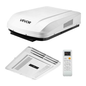 RV Air Conditioner, 15000 BTU RV AC Unit, 120V Non-Ducted Rooftop Air Conditioner with Heat Pump and Cooling, Variable Speed Easy Install Quiet AC with ADB Button Control & Remote Control, White