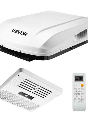 RV Air Conditioner, 15000 BTU RV AC Unit, 120V Ducted Rooftop Air Conditioner with Heat Pump & Cooling, Variable Speed Easy Install Quiet AC Unit with ADB Button Control & Remote Control, White