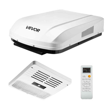 RV Air Conditioner, 15000 BTU RV AC Unit, 120V Ducted Rooftop Air Conditioner with Heat Pump & Cooling, Variable Speed Easy Install Quiet AC Unit with ADB Button Control & Remote Control, White