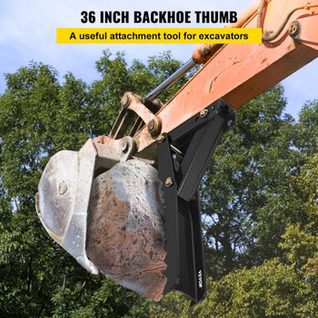 Backhoe Excavator Thumb Attachments, 36 inch  Adjustable Extreme Weld On Backhoe Thumb Hoe Clamp 1/2 Inch Teeth Thick Steel Plate 16MM Assembly Bolt-On Design