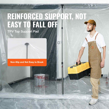 Dust Barrier Poles, Carry Bag, 10 Ft Poles with 4 Telescoping Poles, and 32.8x13.12 Ft Plastic Film, for Interior Decoration and Painting Projects