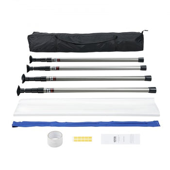 Dust Barrier Poles, 12 Ft Barrier Poles, Dust Barrier System with 4 Telescoping Poles, Carry Bag and 32.8x13.12 Ft Plastic Film, for Interior Decoration, Painting
