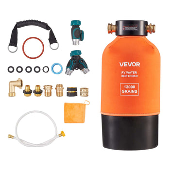 RV Water Softener, 12,000 Grain, Portable Water Softener System with NPT 3/4" Fittings, Food-Grade Resin, Quick Connect, Convenient for RVs, Trailers, Boats, Mobile Car Washing, Pressure Washing