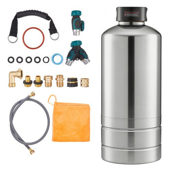 RV Water Softener, 16,000 Grain, Portable Water Softener with NPT 3/4" Fittings, Food-Grade Resin, Stainless Steel, Quick Connect, for RVs, Trailers, Boats, Mobile Car Washing, Pressure Washing