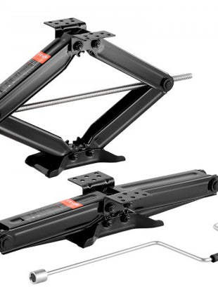 6500 lbs RV Scissor Jacks, 4-23.4 in RV Stabilizer Leveling Scissor Jacks, Set of 2, Heavy Duty Stabilizer Jack with Crank Handle, Socket and Bubble Levels, Not Easily Bent or Deformed