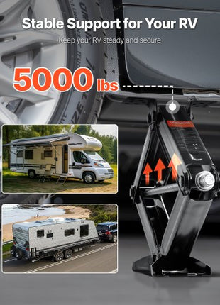 5000 lbs RV Scissor Jacks, 4-23.4 in RV Stabilizer Leveling Scissor Jacks, Set of 4, Heavy Duty Stabilizer Jack with Crank Handle, Socket and Bubble Levels, Not Easily Bent or Deformed
