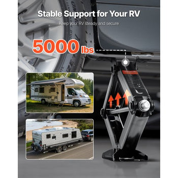 5000 lbs RV Scissor Jacks, 4-23.4 in RV Stabilizer Leveling Scissor Jacks, Set of 4, Heavy Duty Stabilizer Jack with Crank Handle, Socket and Bubble Levels, Not Easily Bent or Deformed