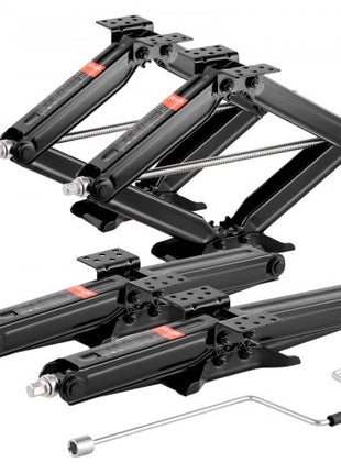5000 lbs RV Scissor Jacks, 4-23.4 in RV Stabilizer Leveling Scissor Jacks, Set of 4, Heavy Duty Stabilizer Jack with Crank Handle, Socket and Bubble Levels, Not Easily Bent or Deformed