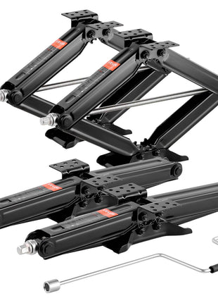 5000 lbs RV Scissor Jacks, 4-23.4 in RV Stabilizer Leveling Scissor Jacks, Set of 4, Heavy Duty Stabilizer Jack with Crank Handle, Socket and Bubble Levels, Not Easily Bent or Deformed
