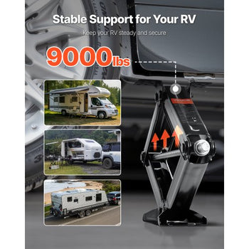 9000 lbs RV Scissor Jacks, 4-23.4 in RV Stabilizer Leveling Scissor Jacks, Set of 4, Heavy Duty Stabilizer Jack with Crank Handle, Socket and Bubble Levels, Not Easily Bent or Deformed